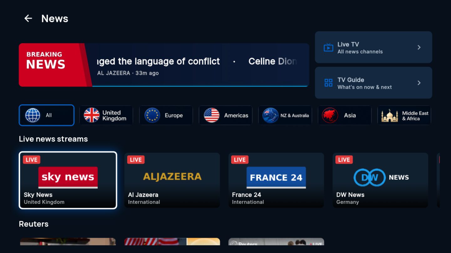 Live channels, grouped the way you think about them